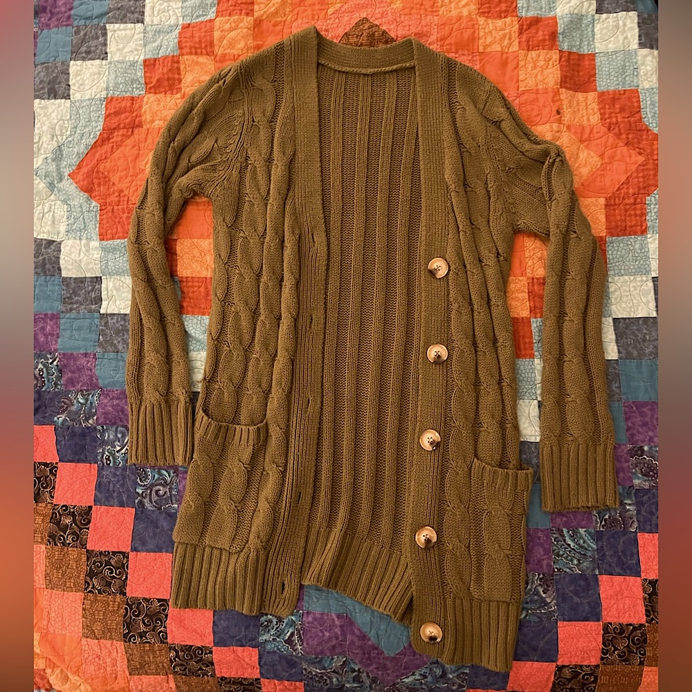 Chunky Olive Cardigan
